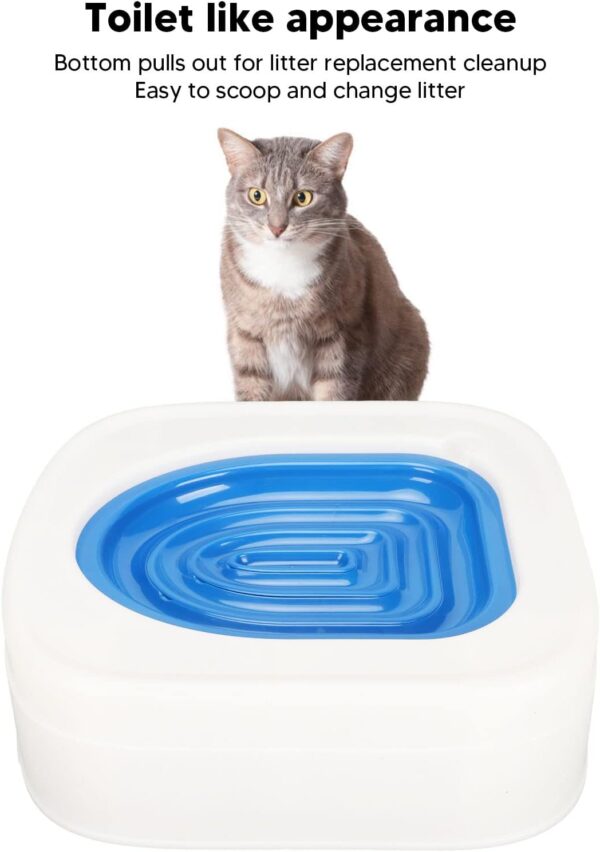 Cat Training Kit System for Toilet, Professional Reusable Cat Toilet Trainer, Urinal Seat with Extra Blue Tray, Recess Design Facilitates Tray Removal, Teach Cat to Use Toilet (Blue) - Image 4