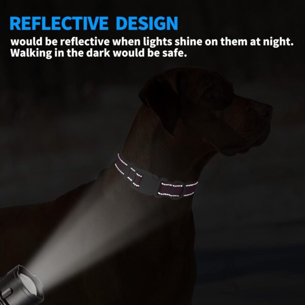 Reflective Dog Collar, Soft Neoprene Padded Breathable Nylon Pet Collar Adjustable for Medium Dogs, Pink, Medium - Image 5