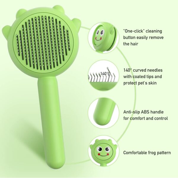 Dog Brushes for Grooming, Cute Frog Shape Groom and Clean Dog Comb with Release Button, Self Cleaning Dog Slicker Brush for Long Short Haired Dogs Cats Rabbits Bunny - Image 5