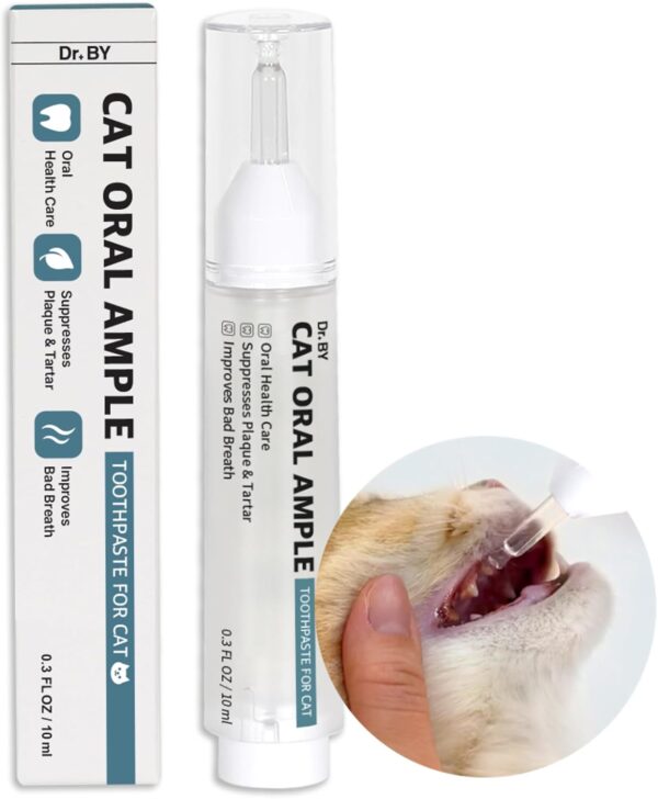 Cat Oral Ampoule for Cats Enzymatic Dental Care for Cats and Kittens - Brushless Toothpaste for Reduces Bad Breath and Control Tartar and Plaque - 0.338 Floz (10ml) (0.3 oz - 1 Count)