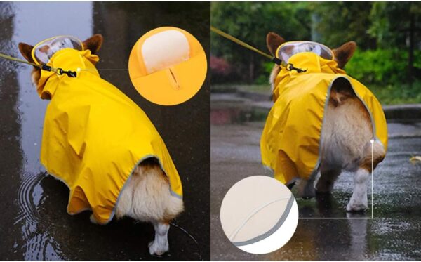 Dog Raincoat with Hood for Medium Dog,Luccalily Waterproof Dog Rain Jacket with Reflective Strip Adjustable Belly Strap Lightweight Poncho with Storage Bag (Medium, Yellow) - Image 2