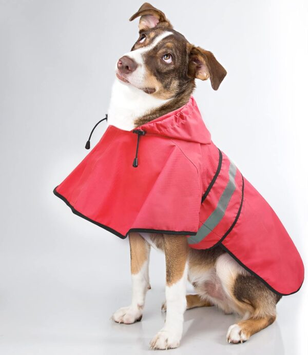 Dog Raincoat Hooded Poncho - Adjustable Waterproof Dog Rain Jacket Lightweight Reflective Dog Rain Coat Pet Slicker for Small Medium Large Dogs (X-Large, Bright Red) - Image 4