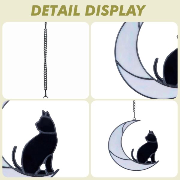 Rswardeleco Cat Memorial Suncatcher,Pet Sympathy Gifts, Cat Memorial Gift, Real Stained glass Cat memorial for Pet Lovers,Pet Loss Gifts,in Memory of Cat Passing Away Gifts(moon) - Image 3