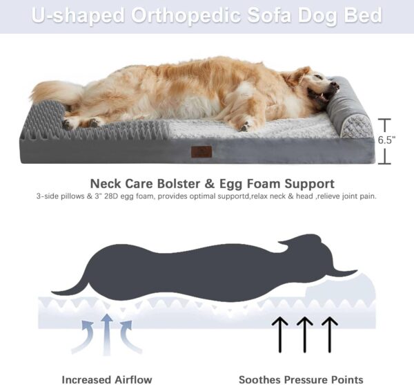 WNPETHOME Dog Beds for Medium Large Dogs, Orthopedic Sofa Mat Pillow with Removable Waterproof Cover, Egg-Foam Crate Bed - Image 3