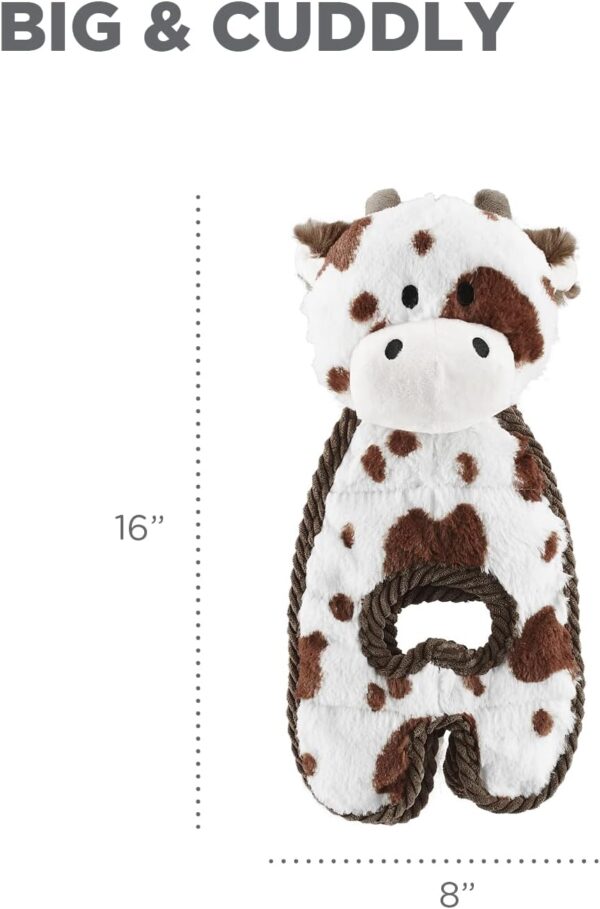 Outward Hound Cuddle Tugs Cow Plush Squeaky Dog Toy - Image 9