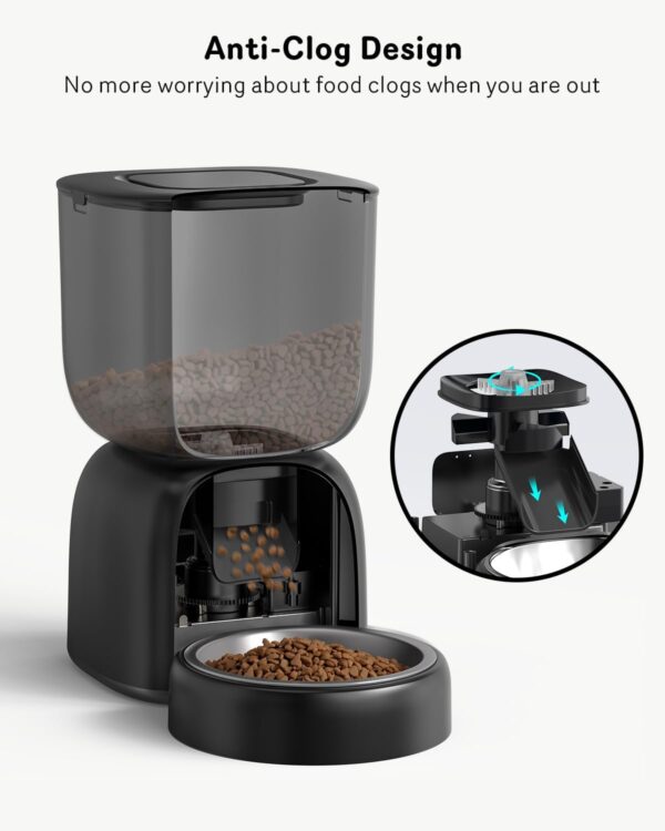 Automatic Cat Feeder, Cat Food Dispenser Battery-Operated with 180-Day Battery Life, Timed Pet Feeder for Cats and Dogs, Desiccant Bag, Programmable Portion Control, 4 Daily Meals, 10s Voice Recorder - Image 4