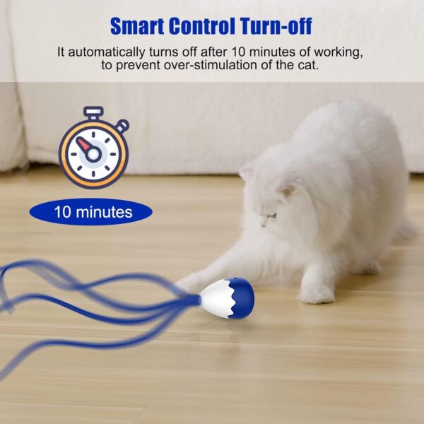 Cat Wand Toy, Automatic Silicone Tail Teaser Toy 2 in 1, Electronic Interactive Toy for Indoor Cats, Rechargeable Exercise Toy for Kitten-Navyblue - Image 5