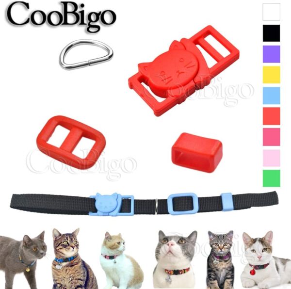 CooBigo 10sets Cat-Head Safety Breakaway Buckle Tri-glide Slider Buckles D ring Belt Loop keeper for DIY Cat Collar Accessory - Image 3