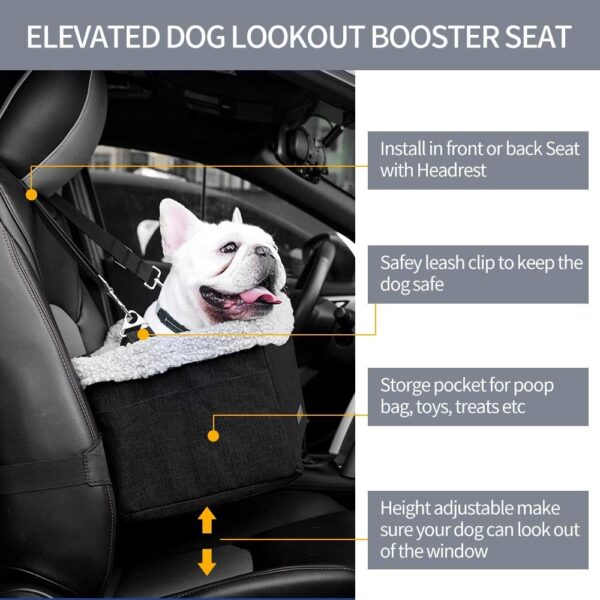 Dog Car Seats for Small Dogs, Upgrade Dog Booster Seat with Metal Frame Construction with Double-Layer Oxford, Perfect for Small Pets up to 20lbs - Image 5