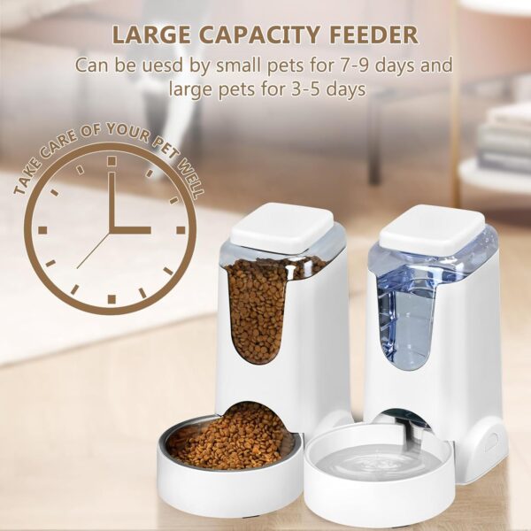 2 Pack Automatic Cat Feeder and Water Dispenser Dog Gravity Food Feeder and Waterer Self Feeding Bowls for Small Medium Pets Puppy Kitten (White) - Image 6