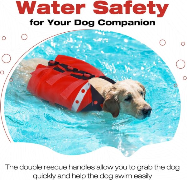 DENTRUN Dog Life Jacket Folding Dog Life Vest for Swimming Boating Portable Airbag Dog Life Preserver Floatation Safety Pool Lake Reflective Coat, High Visibility Dog Lifejacket for Large Dog - Image 5