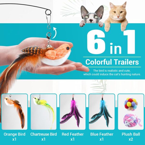 ROSAUI Cat Feather Toys with 1 Suction Cup and 4 Wands, 3 in 1 Cat Toys for Bored Cats, Interactive Cat Toy for Indoor Cats, Kitten Toy with Balls and Birds - Image 5