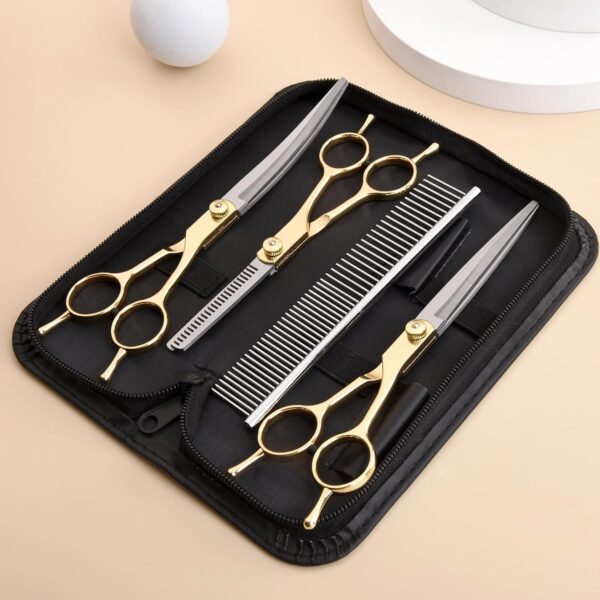 Grooming Kit for Dogs at Home, Fcysy Hair Scissors Thinning Shears Set for Dog Cat Pet Grooming, Curved Grooming Scissors Cat Trimming Scissors Tijeras para Cortar Pelo De Perros, Pet Grooming Tools - Image 7