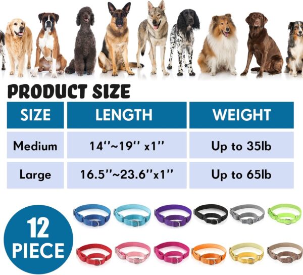 Cunno 12 Pcs Martingale Collar for Medium Dogs Reflective Dog Collar with Durable Metal Buckle Adjustable Nylon Pet Collar Prevent Slipping out Puppy Collars for Dog, 12 Colors (Large) - Image 3