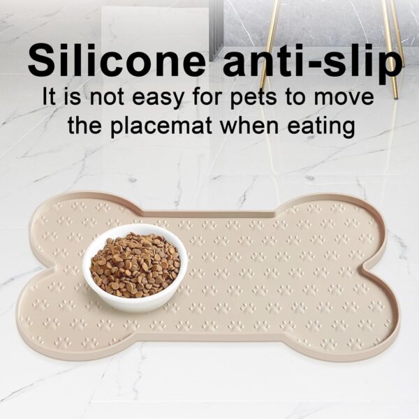 Dog Food Mat Anti-Slip Silicone Dog Bowl Mat Thicker Pet Placemat Waterproof Cat Feeder Pad with Raised Edge Puppy kitten Feeding Mats Suitable Small Medium-Sized Dogs Cats Eating Tray - Image 7