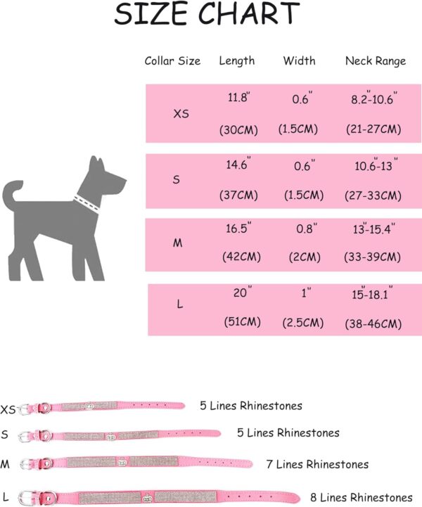 Bling Dog Collar for Small Medium Large Dogs, Crown Rhinestone Dog Collars for Girl and boy Dog, Diamond Puppy Collars, Adjustable Leather Suede SOFE Cat Collar (S(10.6"-13"/27CM-33CM), Pink) - Image 7