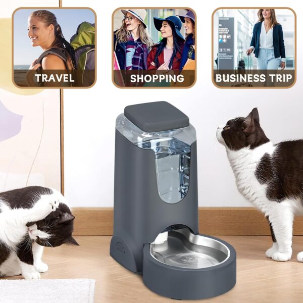 Automatic Cat Feeder and Water Dispenser with Stainless Steel Bowl Dog Gravity Food Feeder and Waterer for Small Medium Pets Puppy Kitten 1 Gallon x 2 - Image 7