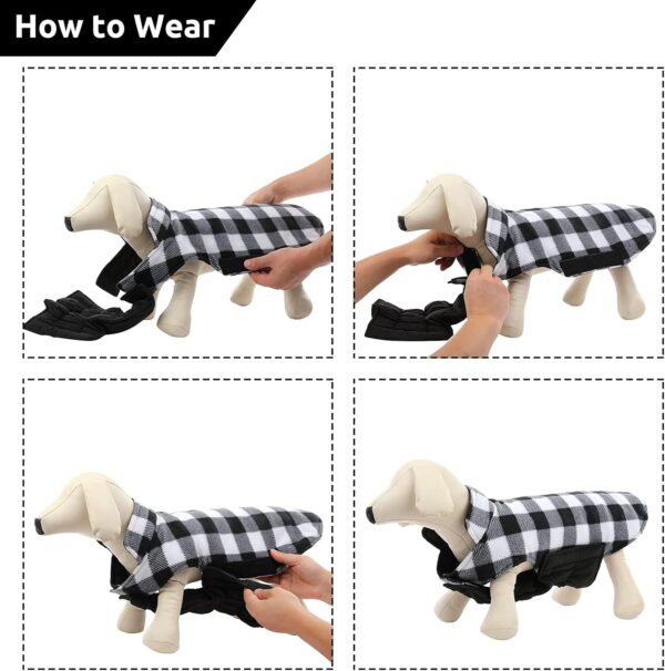 MIGOHI Dog Jackets for Winter, Reversible Dog Coat Windproof Waterproof Dog Winter Jackets for Cold Weather, British Style Plaid Dog Coats Warm Dog Vest for Small Medium Large Dogs, Black M - Image 7