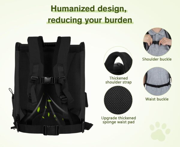 Pecute Cat Backpack with Breathable Mesh, Dog Backpack Carrier with Multi-Pockets for Cats Puppies, Pet Backpack Carrier for Travel Hiking Camping Outdoor Black - Image 7