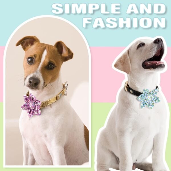 6 Pcs Dog Collar Flowers Accessory Removable Dog Collar Bow Attachment Floral Embellishment for Small Medium Large Dogs and Cats Pet Collars(Classic) - Image 5