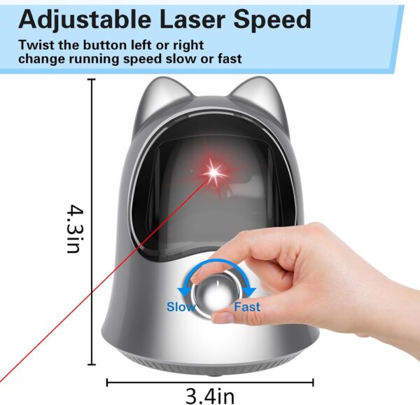 Cat Laser Toys for Indoor Cats, Random Trajectory Laser Cat Toy, Interactive Cat Toys for Bored Indoor Adult Cats/Kittens/Dogs (Silver) - Image 5