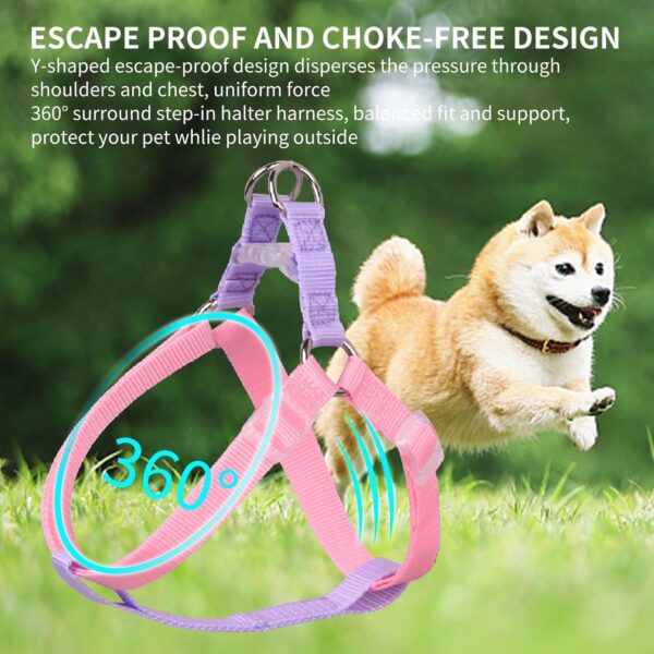 AIITLE Upgraded Dog Halter Harness Collar Leash Set - Durable Adjustable No Pull Dog Halter Harness - Comfortable Padded Handle - for Medium Breed Dogs Outdoor Running Pink-Purple M - Image 4