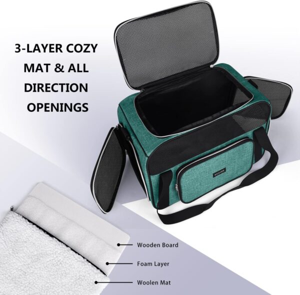 BAGLHER Pet Travel Carrier, Cat Carriers Dog Carrier for Small Medium Cats Dogs Puppies, Airline Approved Small Dog Carrier Soft Sided, Collapsible Puppy Carrier. Green - Image 5