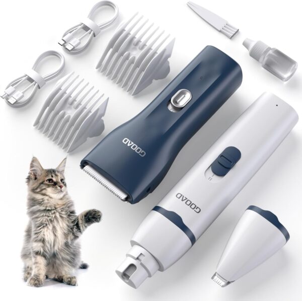 Cat Clippers for Matted Hair, Quiet Cat Shaver for Long Hair, Cordless Cat Hair Trimmer for Grooming, Cat Paw Trimmer Nail Grinder,Pet Shaver Cat Grooming Kit for Cats Small Dogs Animals(Blue)