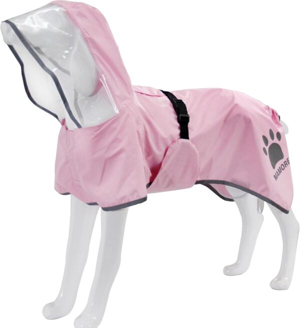 MAMORE Dog Raincoat Hooded Poncho,Waterproof Dog Rain Coat with Reflective Strip, Adjustable Lightweight Dog Rain Jacket with Double Layer for Large Medium Small Dogs (Pink, XXX-Large)