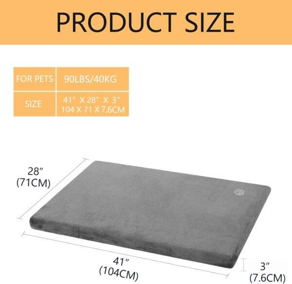 EMPSIGN Stylish Dog Bed Mat Dog Crate Pad Mattress Reversible (Cool & Warm), Water Proof Linings, Removable Machine Washable Cover, Firm Support Small to XX Large Dogs, Grey,XL(41''''*28''''*3'''') - Image 2