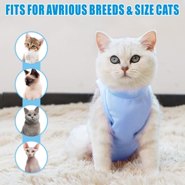 Idepet Cat Surgery Recovery Suit Kitten Onesie for Cats After Surgery Female Breathable Kitty Spay Suit for Abdominal Wound Skin Diseases E-Collar Alternative Wear(Blue,S) - Image 7