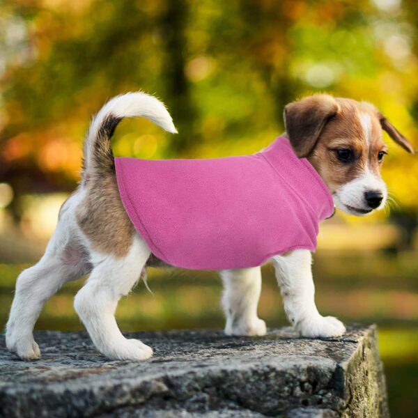 FUAMEY Dog Fleece Vest,Warm Sweatshirt Puppy Stretchy Sweater Pullover Dog Turtleneck Coat Dog Winter Jacket with Leash Hole, Dachshund Sweaters Yorkie Clothes for Small Medium Large Dogs Pink XS - Image 7