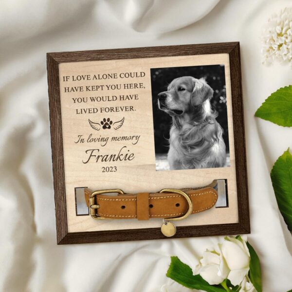 SANDJEST Personalized Pet Memorial Gifts, Pet Collar Frame with Photo, Dog Bereavement Gifts, Custom Memorial Gifts for Pet Dad Mom, Pet Loss Wooden Sign Plaque Decoration - Image 7