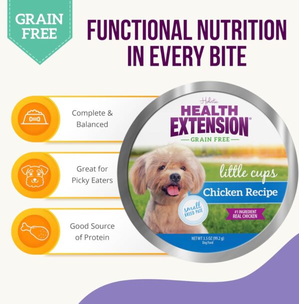 Health Extension Wet Dog Food, Grain-Free, Natural Food Cups for Small Breed Dogs, Include 6 Chicken Recipe Cups & 6 Turkey Recipe Cups, Each Cup Weight (3.5 Oz / 99.2 g) - Image 2