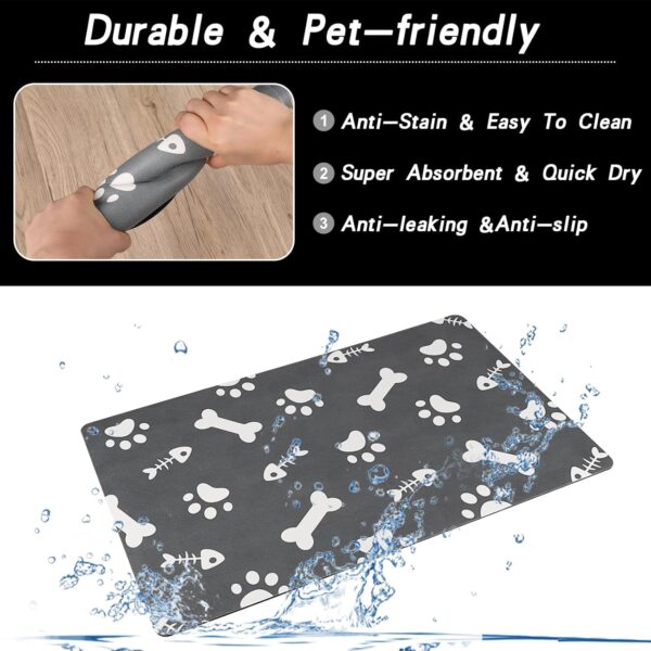 Pet Feeding Mat, Absorbent Dog Food Mat, Dog Mat for Food and Water, No Stains Waterproof Easy Clean Dog Water Dispenser Mat Dog Feeding Supplies Dog Water Bowl Mat, 24''×16'' - Image 3