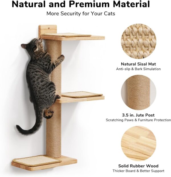 FUKUMARU Cat Wall Shelves, 3 in 1 Transformable Cat Scratching Post Wall Mounted, DIY Cat Wall Jungle and Cats Perch Platform Supplies, Suit for Cats Climb, Play, Nap, Scratch - Image 4