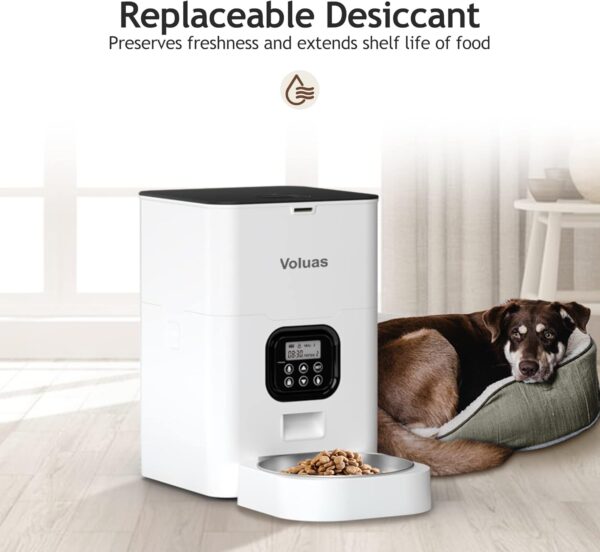 VOLUAS Automatic Cat Feeders - Timed Pet Feeder for Cats and Dogs with Dry Food Dispenser, Desiccant Bag, Programmable Portion Control, 4 Daily Meals, 10s Voice Recorder - Image 7