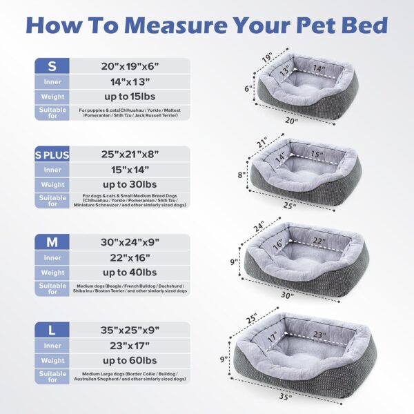 INVENHO Medium Dog Beds for Medium Dogs Washable, Rectangle Dog Bed Medium Size Dog, Orthopedic Dog Bed, Warming Soft Calming Sleeping Puppy Bed Durable Pet Bed with Anti-Slip Bottom M(30"x24"x9") - Image 5