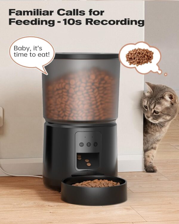 Automatic Cat Feeder: 2.4G/5G Cat Food Dispenser - 5L Cat Feeder with 1-10 Meals - WiFi Cat Feeder Automatic - APP Control - Cat Automatic Feeders - Auto Cat Feeder - Pet Feeder - BEMOONY - Black - Image 4