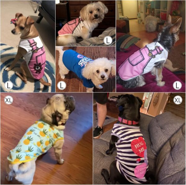 SATINIOR 6 Pcs Dog Clothes Printed Dog Shirts Puppy T-shirts Cute Pet Cotton Clothes Doggie Shirt for Small Medium Dog Apparel Summer Christmas(XL) - Image 5