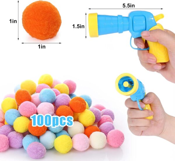 AIERSA Cat Toys Interactive for Indoor Cats,100pcs Pom Pom Balls with Launcher Set, Kitten Toys for Cats Self Play,Cute Cat Ball Toy for Cat Enrichment - Image 3