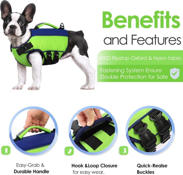 AOFITEE Dog Life Vest for Swimming, Ripstop Small Dog Life Jacket, Reflective Dog Swimming Vest with Rescue Handle and Superior Buoyancy, Adjustable Dog Floating Vests for Small Medium Large Dogs, S - Image 5