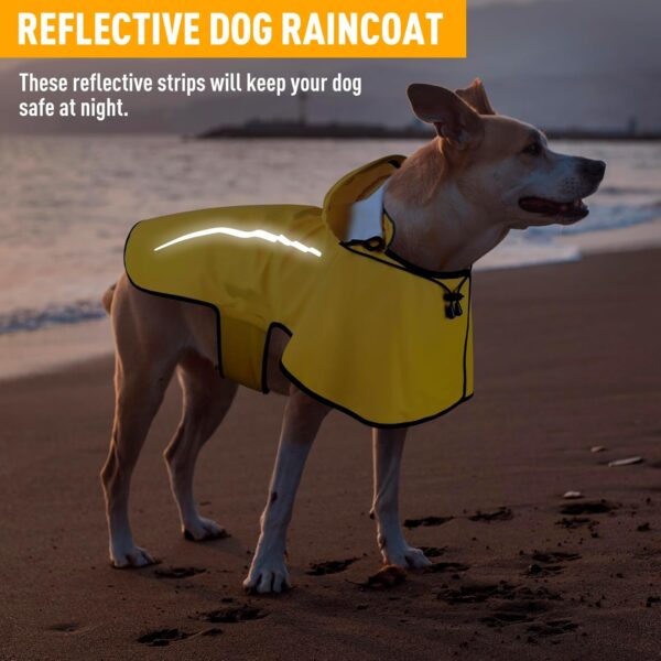 Dog Raincoat, Waterproof Raincoat with Removable Hoodie, Dog Rain Coats Windproof Snowproof, Dog Rain Jacket with Reflective Strip/Adjustable Drawstring/Leash Hole for Dog Walking (Yellow, X-Large) - Image 2