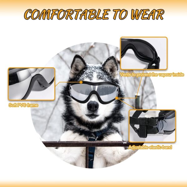 NVTED Dog Sunglasses/Goggles, UV/Wind/Dust/Fog Protection Pet Glasses Eye Wear with Adjustable Strap for Medium or Large Dog (Pack of 1) - Image 2