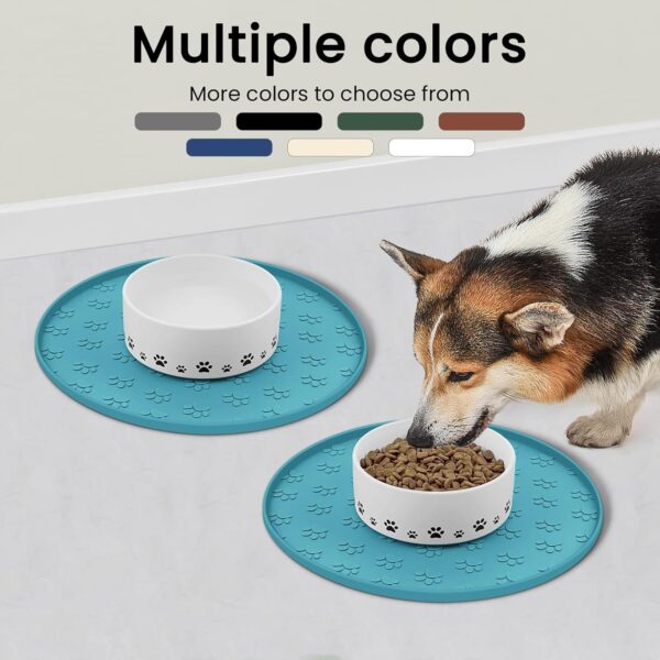 Ptlom 2 Pack Dog Food Mat Anti-Slip Dog Bowl Mats for Food and Water, High-Lips Waterproof Dog Feeding Mat Prevent Messy Spills, Silicone Pet Placemat Puppy Trays for Small Medium Large Dogs Cats - Image 2