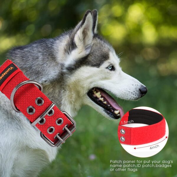 Tactical Dog Collar for Medium Large Dogs,Heavy Duty Metal Buckle Dog Collar,Soft Neoprene Padded Dog Collar,Nylon Wide Dog Collar(X-Large, Red) - Image 2