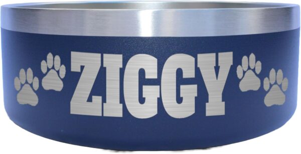 Custom Dog Bowl with Paws and Name - Engraved, Nonslip Bowl, Personalized Dog Bowl, Custom Cat Bowl, 304 Stainless Steel Dog Bowl, Dog Feeding, Pet Supplies, (Navy, Medium -32oz)