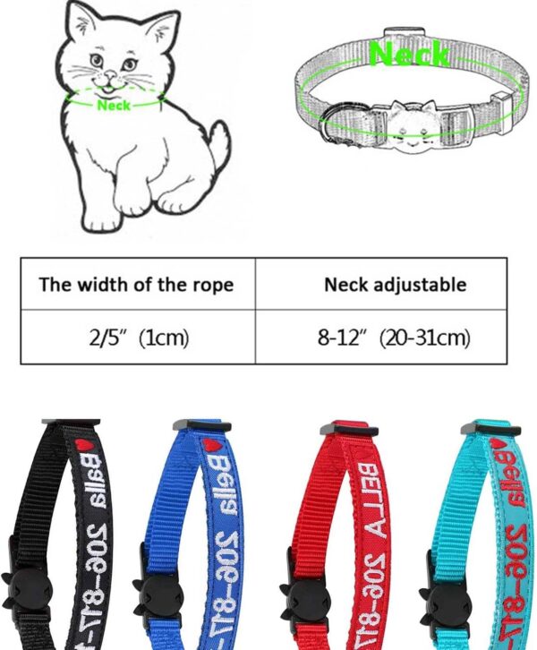 Custom Breakaway Cat Collar Personalized Cat-ID Collar Embroidered Pet Name Phone Safety Collars with Bell - Image 3