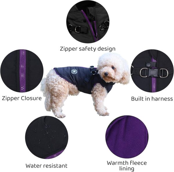 Norbi Dog Coat, Dog Winter Coat with Harness Built in, Dog Jacket Adjustable Warm Dog Coats for Small Medium Large Dogs Dog Cold Weather Coats - Image 4