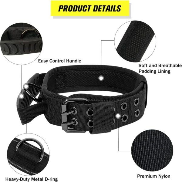 Upgrade Tactical Dog Collar - Military Dog Collar Nylon Adjustable Training Collar Reflective Dog Collar with Handle and Heavy Duty Metal Buckle for Medium Large Medium Dogs - Image 2